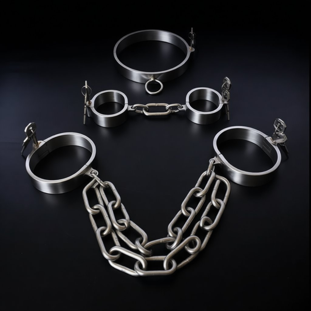 Collar, wrists, ankles.