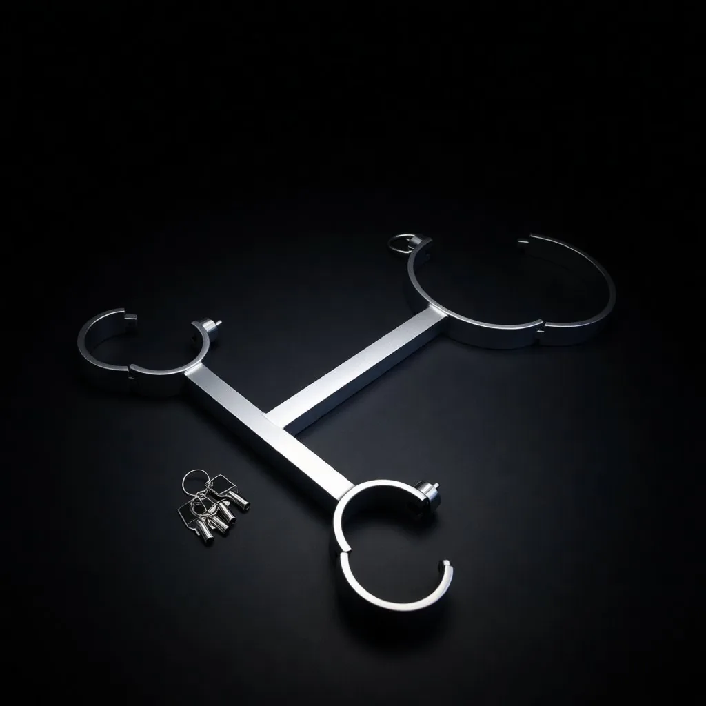 Pillory Steel Pillory Yoke, T-frame for neck & wrists — 304 stainless steel, brushed